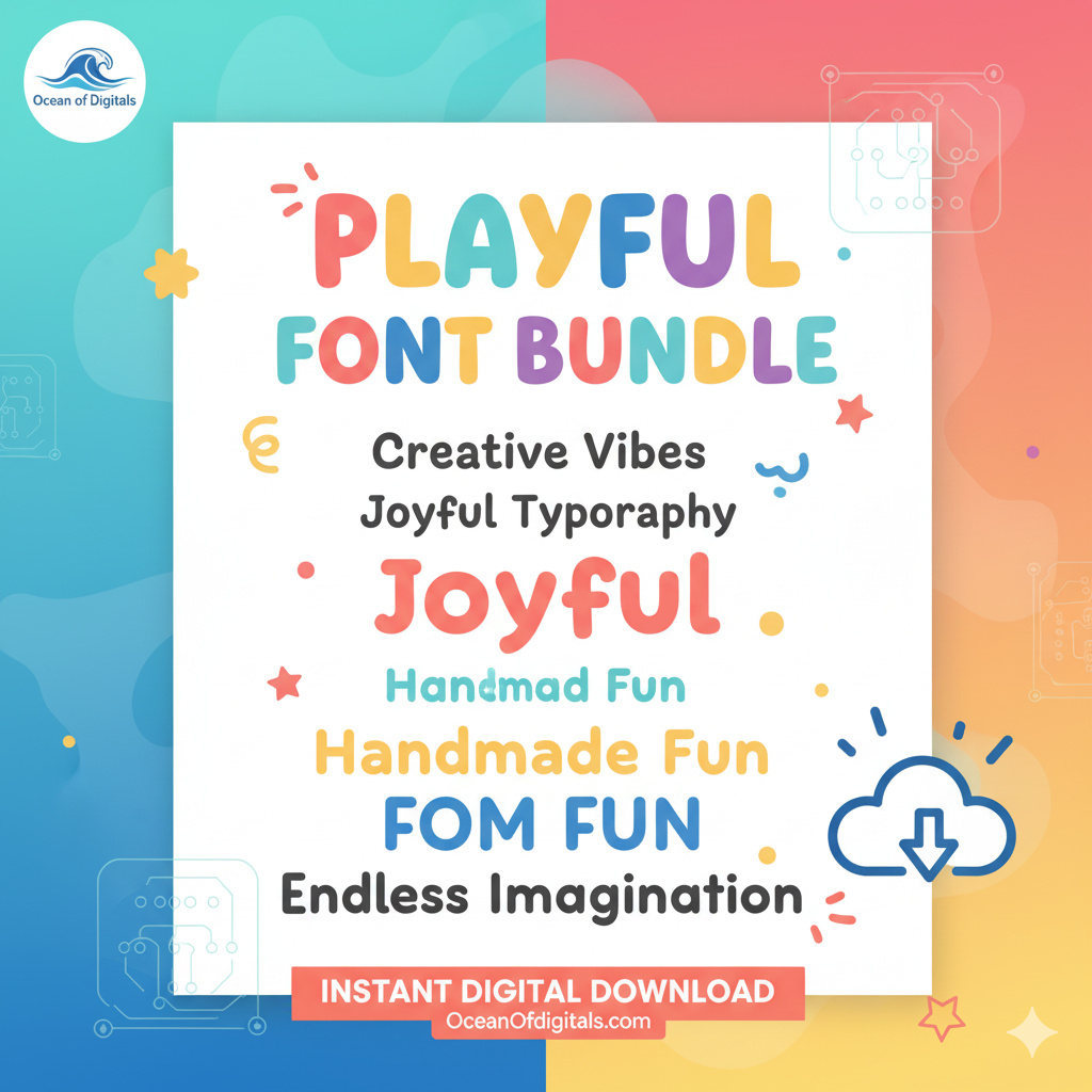 Playful Font Bundle for Kids & Fun Projects | Creative Display Fonts for Branding | Digital Download SVG & OTF Files Playful Font Bundle for Kids & Fun Projects | Creative Display Fonts for Branding | Digital Download SVG & OTF Files